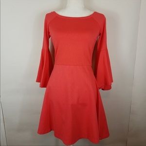 Love Ady Coral Bell Sleeve Dress Medium